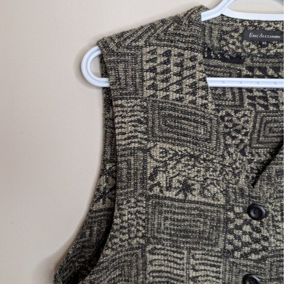 Vintage Eric Alexandre Black and Cream Knit Patterned Vest Size 40 Large Womens - Picture 5 of 11